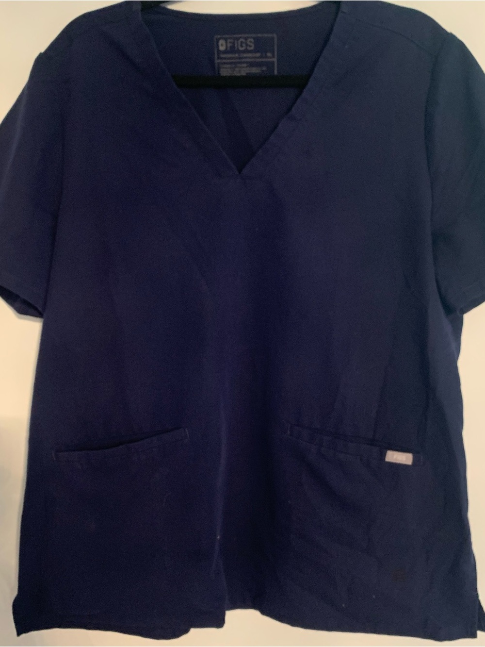 Figs Navy V-Neck Medical Scrub Top